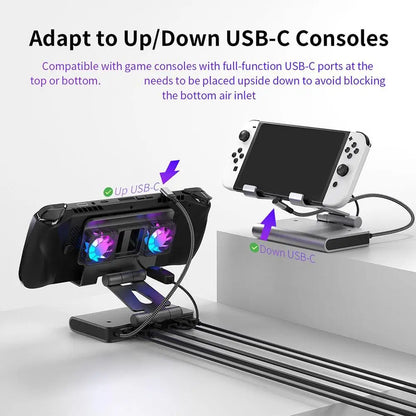 6-in-1 Switch 2 Cooling Dock – 4K 144Hz HDMI, Dual Fans, TV Mode Adapter, Portable Stand & Heat Dissipation