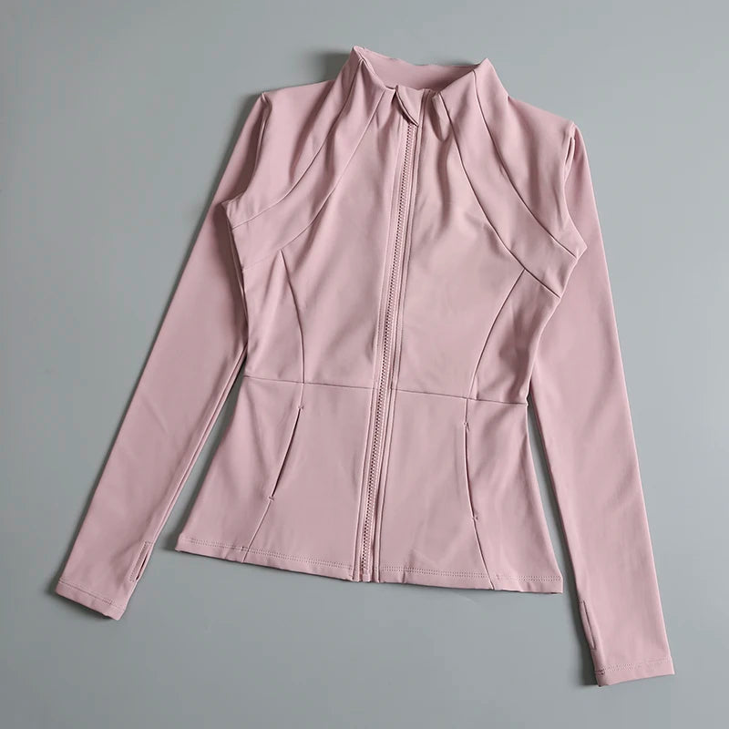 New Yoga Wear Ladies Coat – High Elastic Loose Fitness Top, Long Sleeve Stand-Up Collar for Exercise
