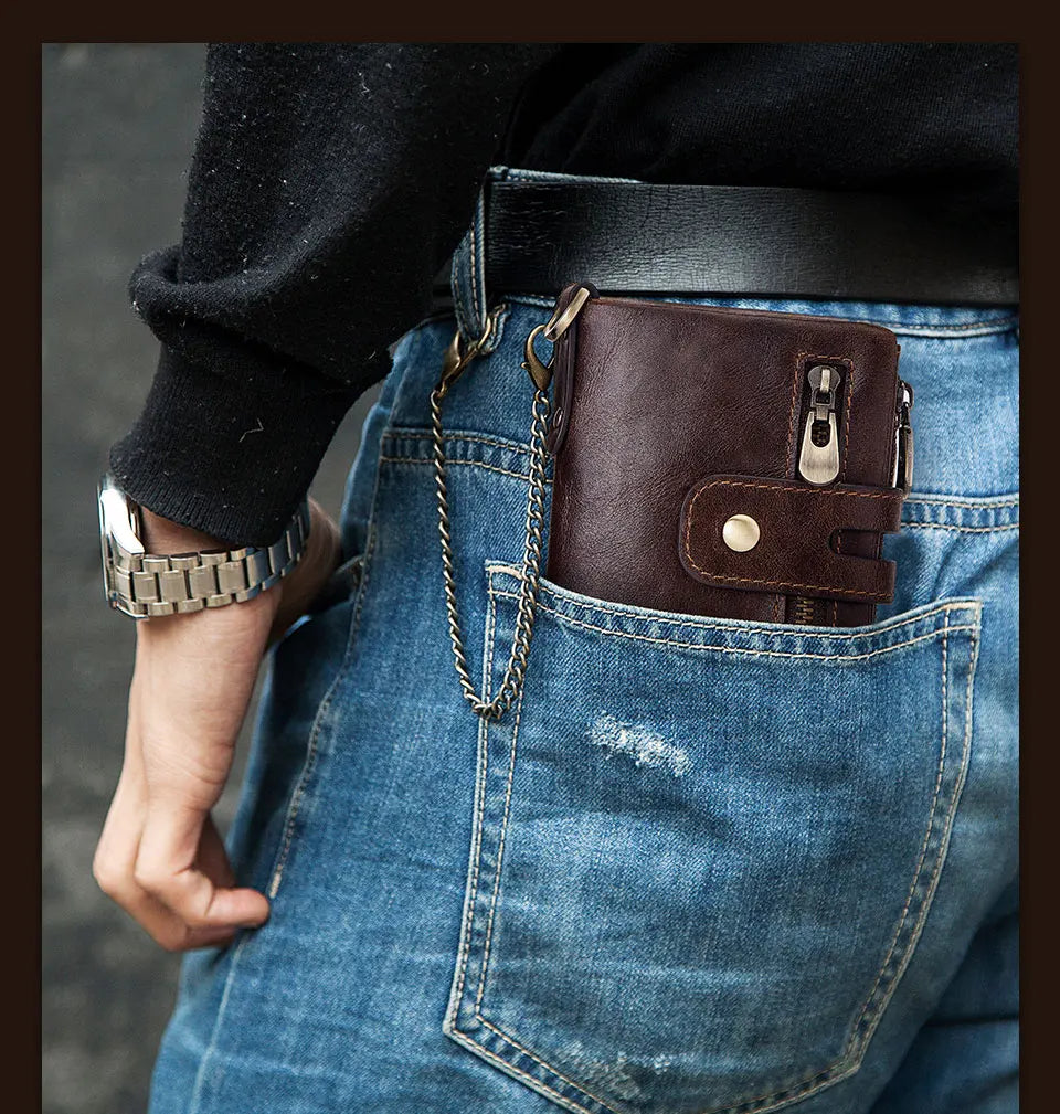 Fashion Women’s Leather Wallet — Genuine Leather Clutch with Hasp & Double Zipper, Short Coin Pocket and ID Card Holder Purse