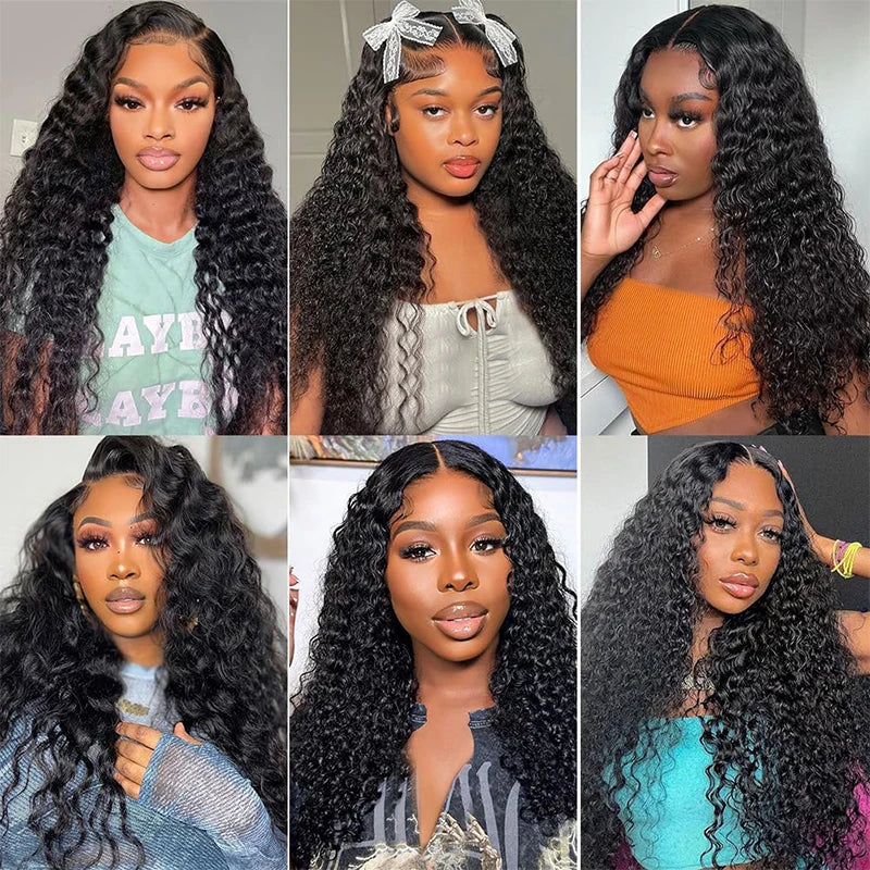 Water Wave 13x6 Lace Front Wig – Deep Curly Human Hair Wet & Wavy Pre-Plucked with Baby Hair for Women