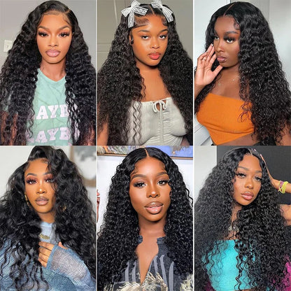 Water Wave 13x6 Lace Front Wig – Deep Curly Human Hair Wet & Wavy Pre-Plucked with Baby Hair for Women