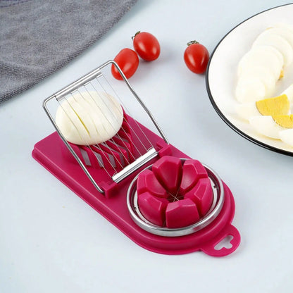 Multifunctional 2-in-1 Egg Cutter — PP Base with Stainless Steel Wire, High-Quality Hanging Kitchen Tool