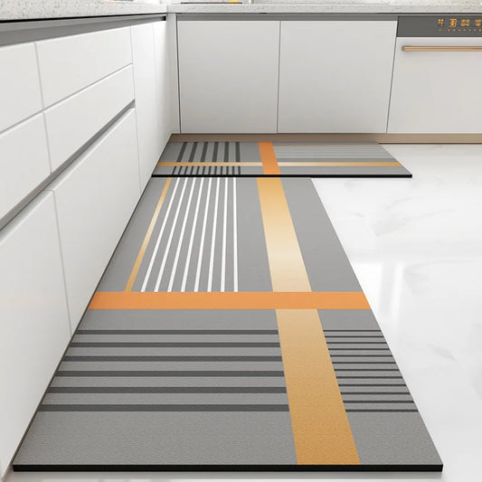 Luxury PVC Leather Kitchen Mat – Waterproof, Non-Slip, Washable Floor Rug for Home Decoration