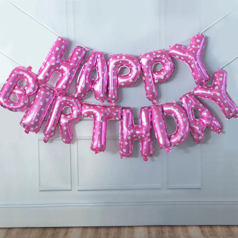 16-Inch Happy Birthday Foil Balloons Set – Pink & Blue Letter Balloons for Birthday Party Decoration