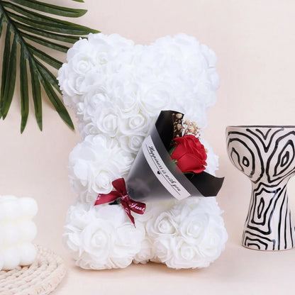 Foam Rose Teddy Bear Bouquet – Ideal Gift for Weddings, Mother’s Day, Teachers, Nurses & Celebrations