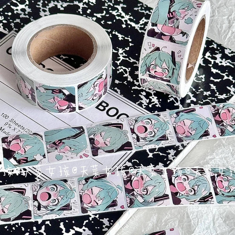 500pcs Hatsune Miku Stickers — 2.5cm Round Cartoon Labels, DIY Craft, Kids Gift & Decoration Supplies