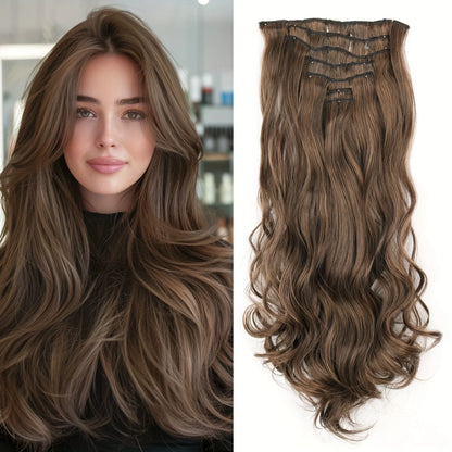 Women’s 7Pcs Hair Extensions with 16 Clips – Natural Black Straight Ombre Hairpiece