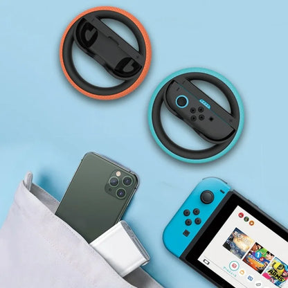 2PCS Racing Steering Wheel for Nintendo Switch Joy-Con Controllers — Hand Grip for Mario Kart 8 Deluxe