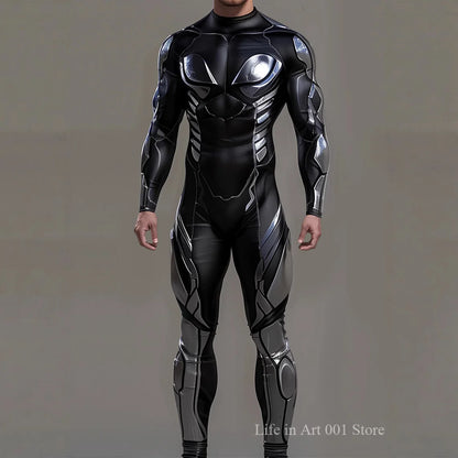 Cyberpunk Mechanical Armor Jumpsuit - Futuristic Steampunk Fighter Cosplay Bodysuit for Halloween & Costume Parties
