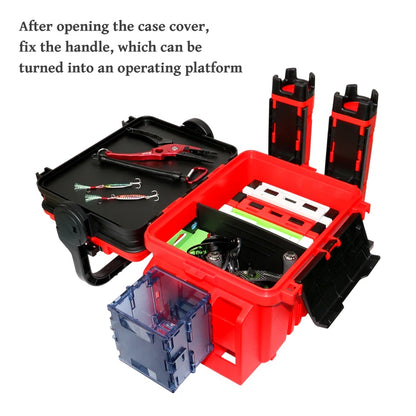 ILURE Multifunction Fishing Tackle Box – Big Storage Tool Box with Rod & Cup Holders for Fishing Accessories
