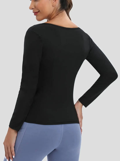 Women's Sauna Suit: Sweat Body Shaper Hot Waist Trainer Long Sleeve Shirt - Workout Top for Shaping and Sweating, Bodysuit