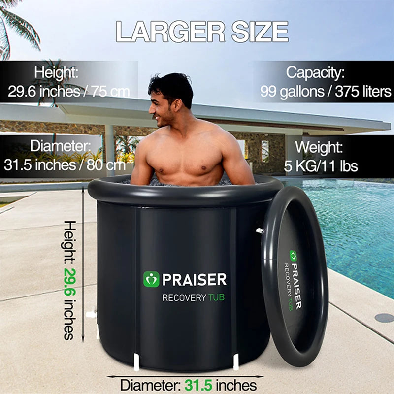 80cm Foldable Cold Plunge Tub - Portable Round Ice Bath & Outdoor Spa for Adults