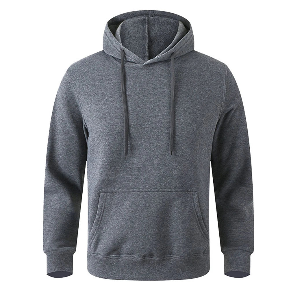 Unisex Warm Sweatshirt — Casual Solid Color Streetwear Pullover with Pocket, Sport & Fitness Hoodie in Multiple Colors