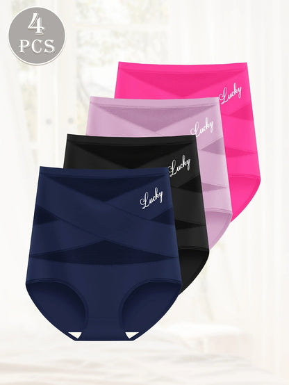 4-Pack High Waisted Tummy Control Women’s Brief Panties – Comfortable Shaping Underwear (Multi-Color)