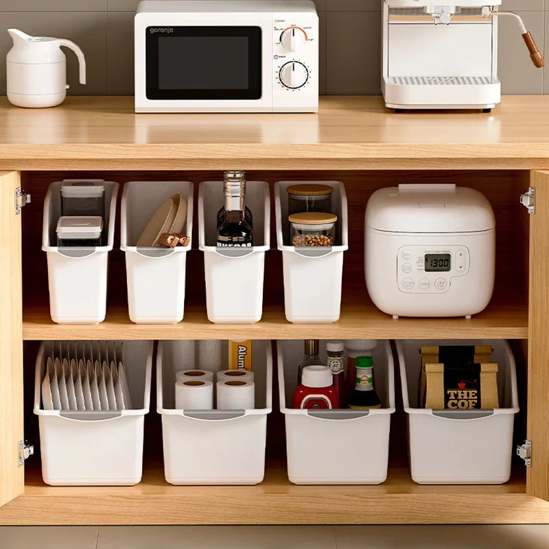 Curved Plastic Storage Bins Set - Multipurpose Home Organizer Boxes for Household Essentials