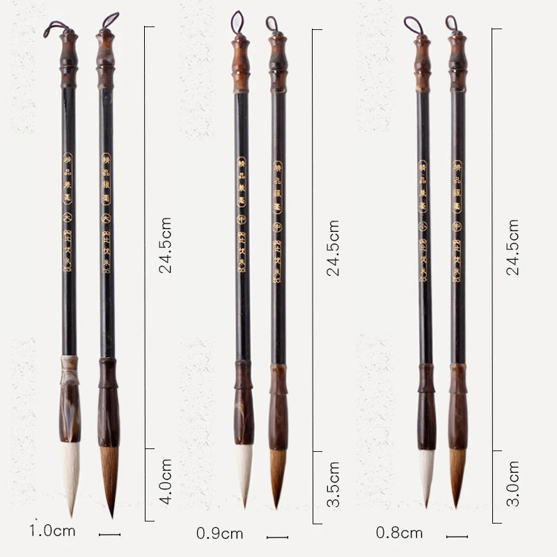 6PCS Chinese Calligraphy Brush Pen Set – Wool & Weasel Hair Brushes for Painting & Script Writing