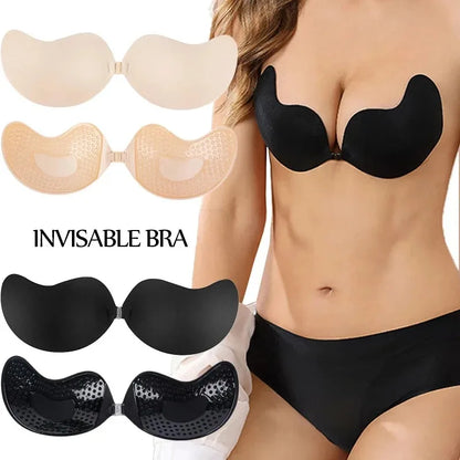 1/2pcs Invisible Women’s Push-Up Bra – Backless Strapless Silicone Self-Adhesive Front Placket Underwear