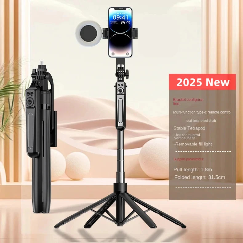 FANGTUOSI 180cm Wireless Selfie Stick Tripod – Phone Holder Stand with Bluetooth Shutter for Smartphones & Cameras