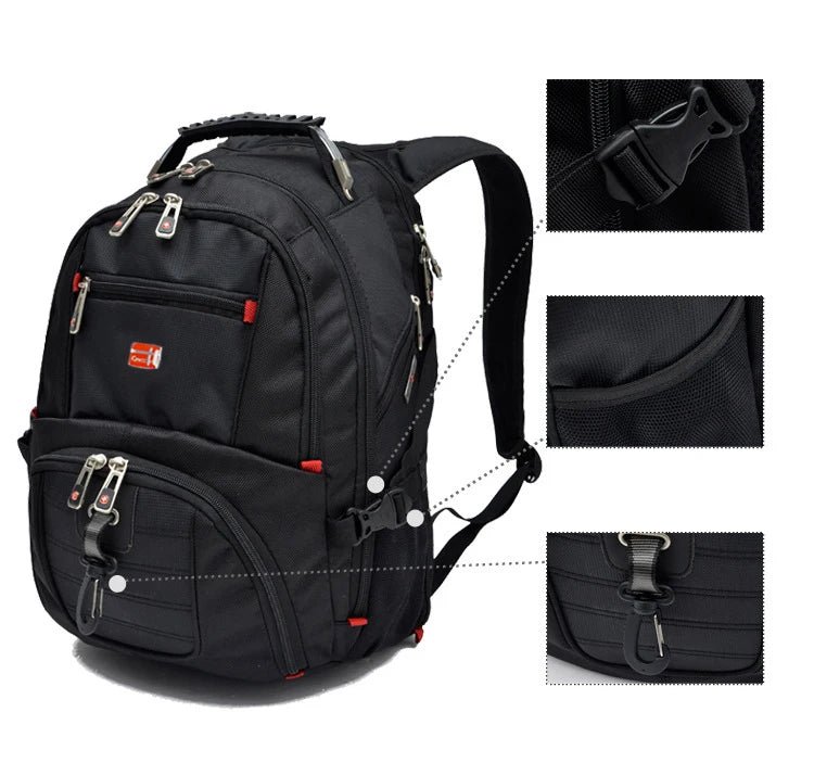Swiss Multifunctional 17 Inch Laptop Backpack – Durable Travel Bag with USB Charging Port, Water-Resistant College Bookbag