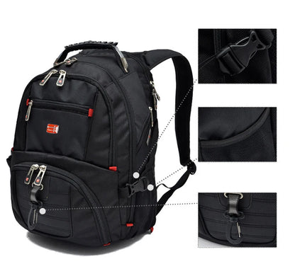 Swiss Multifunctional 17 Inch Laptop Backpack – Durable Travel Bag with USB Charging Port, Water-Resistant College Bookbag