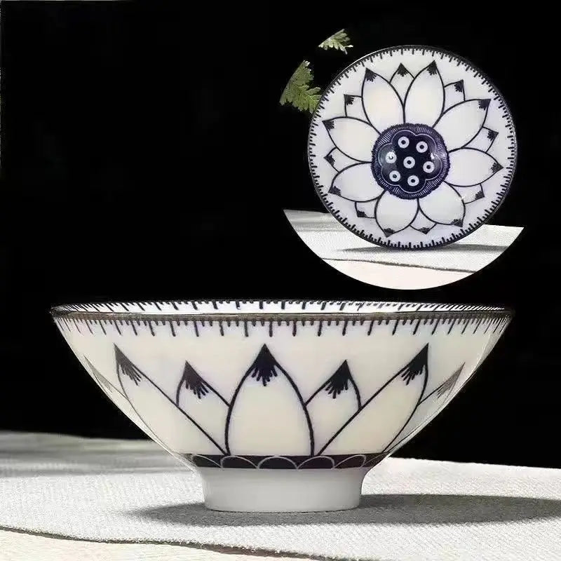 70ML Handmade Blue & White Porcelain Tea Cup – Dragon, Phoenix & Fish Pavilion Design for Chinese Kungfu Tea Ceremony