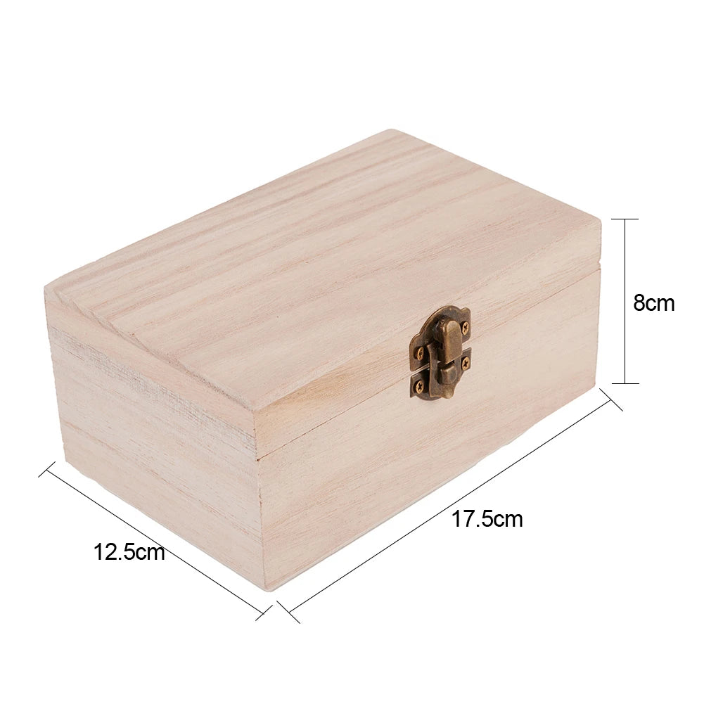 Wooden Jewelry Storage Box with Lid — Square Hinged Craft Box for DIY, Home Decor, and Mother's Day Gift