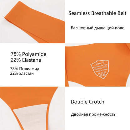 FINETOO 3PCS Women’s Ice Silk Seamless V-Waist Thongs — Low Rise Sport Panties, 10 Solid Colors, Breathable G-String