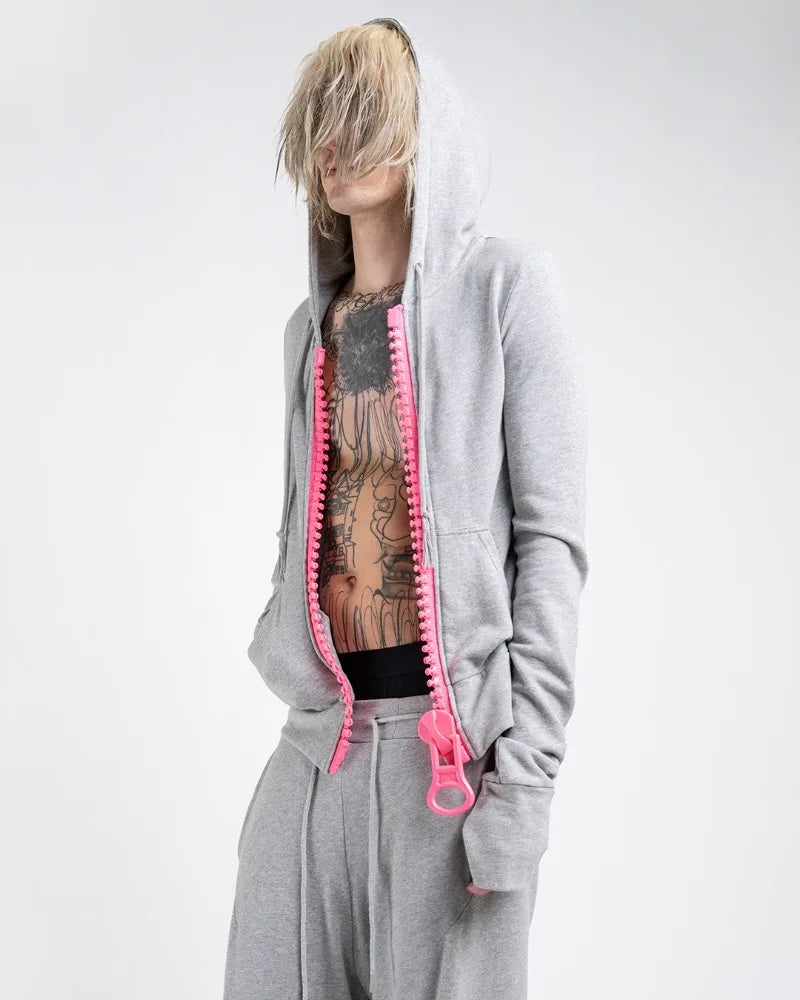 Oversized Y2K Zipper Hoodie - Retro Harajuku Hip-Hop Streetwear Sweatshirt