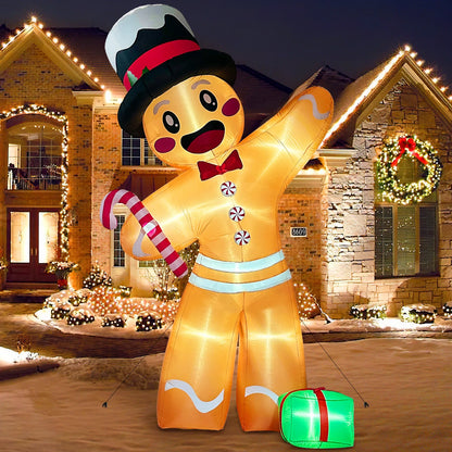 OurWarm 12FT Giant Gingerbread Inflatable – Outdoor Christmas Decoration for Lawn, Garden, and Holiday Display