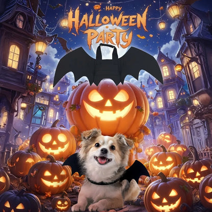 Adjustable Black Bat Wings Pet Costume - Soft Polyester Halloween Cosplay Dress Up Accessory for Cats & Pets