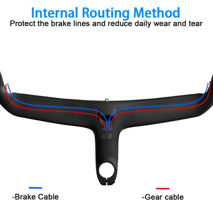 Carbon Fiber Road Bike Handlebar - Internal Cable Routing Integrated Drop Bar for SL8