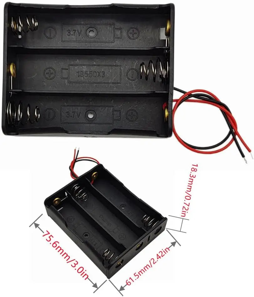 3PCS 18650 Battery Holder Box - 1 Slot 3.7V Storage Case with Black & Red Wires for 1/2/3/4 Cells