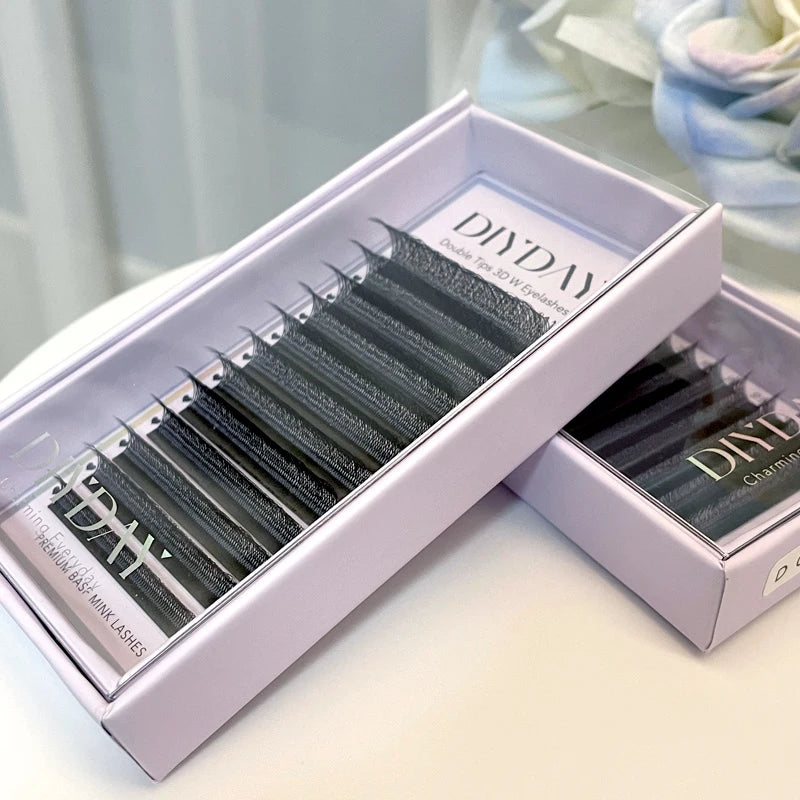 DIYDAY W Shape Eyelash Extensions 3D–8D – Premade W-Shaped Individual Faux Mink Lashes