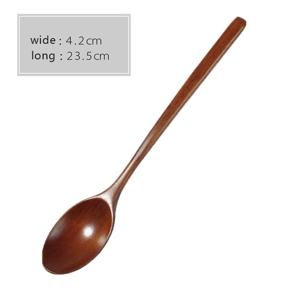 2PCS Wooden Spoons – Kitchen Tableware for Cooking, Soup, Tea, Coffee, Honey, and Catering Utensils