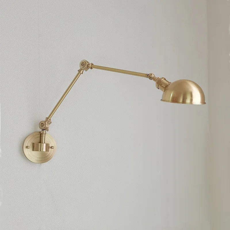 IWHD 2022 Ceramic Copper LED Wall Lamp — Adjustable Swinging Long Arm Light for Bedroom & Living Room