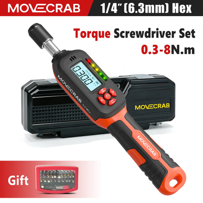 MOVECRAB Digital Torque Screwdriver - Buzzer, LED & Vibration Alert for Bike Repair, Maintenance & DIY Tools