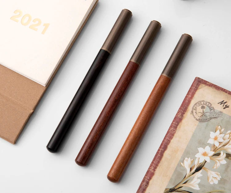 Luxury Retro Wood and Bronze Fountain Pen - 0.5mm Calligraphy Ink Pen for Business, Art, and School, Ideal Student Stationery Gift