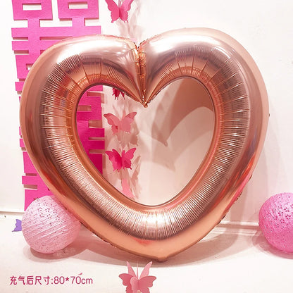 40-Inch Large Hollow Heart-Shaped Aluminum Foil Balloon – Wedding, Valentine’s Day & Birthday Party Decoration