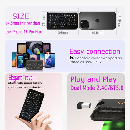 Mini Gyroscope Keyboard Dual Mode 2.4G & Bluetooth 5.0 Backlit Wireless Remote for Android TV Box, Smart TV, PC
