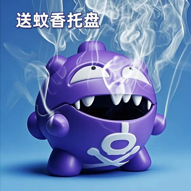 Cartoon Koffing & Gastly Mosquito Coil Tray – Cute Anime Incense Holder, Indoor Desktop & Car Decoration, Grimer Figure Toy
