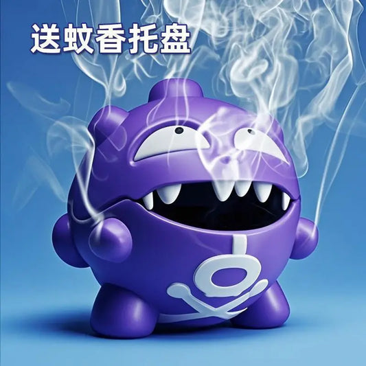 Cartoon Koffing & Gastly Mosquito Coil Tray – Cute Anime Incense Holder, Indoor Desktop & Car Decoration, Grimer Figure Toy