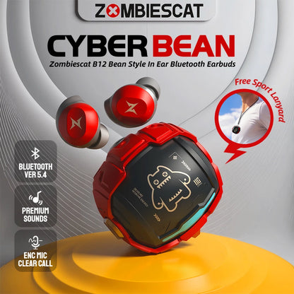 ZOMBIES CAT Bluetooth 5.4 Sports Earbuds – Mini Invisible In-Ear TWS Wireless Headphones with Clear Call & Sport Lanyard