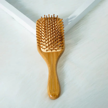 Bamboo Hair Brush with Wide Teeth & Air Bag - Smooth Scalp Massage Comb for Women Hairdressing Styling Tools