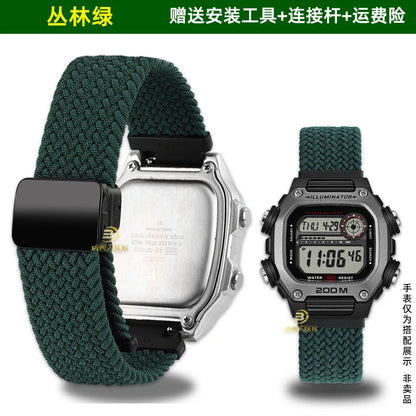 18mm Nylon Canvas Watch Strap for Casio DW-291H DW-290 W-218H W-219H - Knitted Replacement Wristband for Men