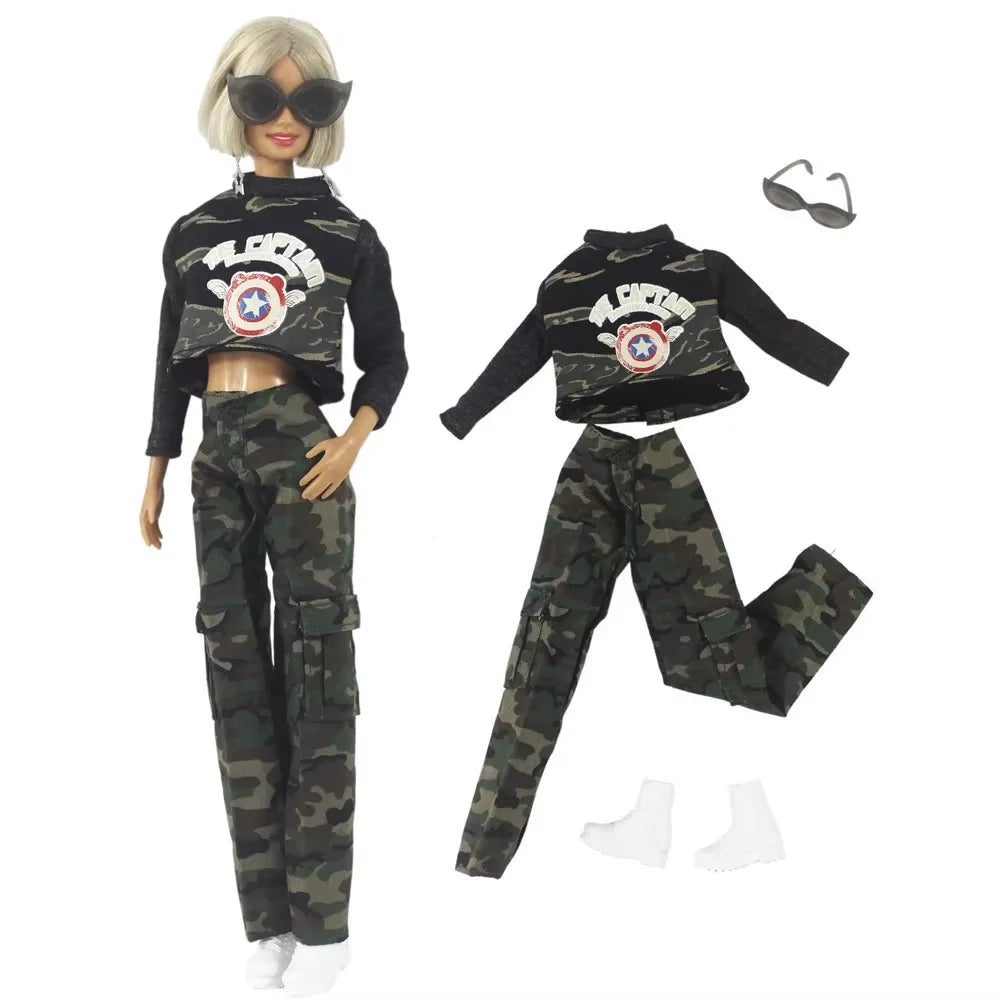 1:6 Scale Doll Clothes – Camouflage Outfit for 11.5-inch (30cm) Dolls, Many Styles, Gift for Girls