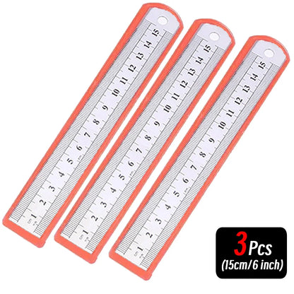 Stainless Steel Precision Ruler - 10-Piece 15-30cm Double-Sided Metric Measuring Scale for Accurate Measurement