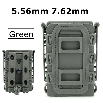 5.56mm & 7.62mm Tactical Fast Mag Pouch - MOLLE Belt Clip Soft Shell Rifle & 9mm Magazine Carrier