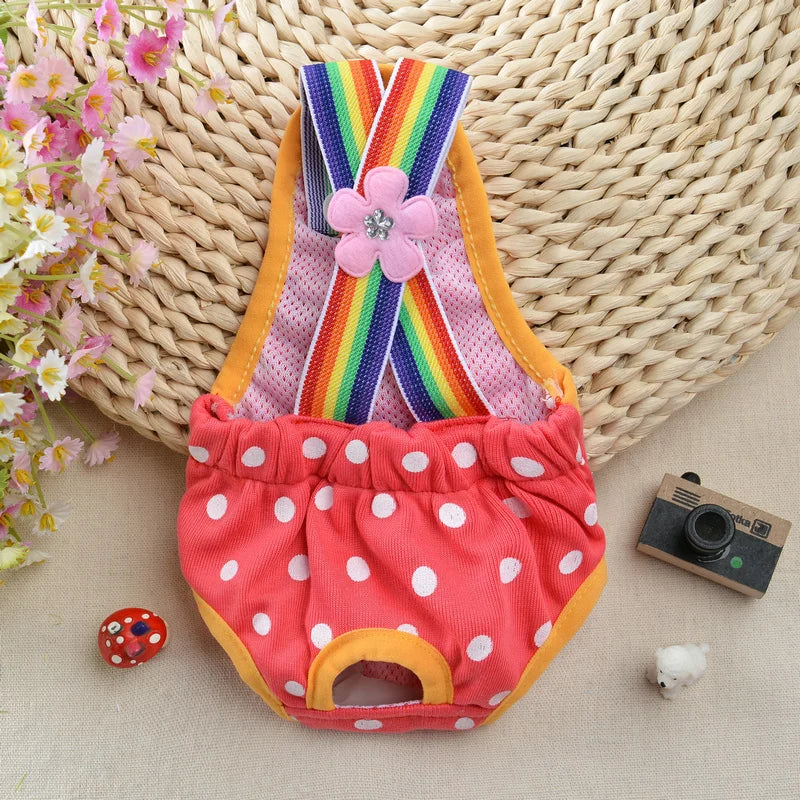 Pet Denim Female Panties - Adjustable Strap Dog Cat Shorts Anti-Harassment Safety Underwear for Small Pets