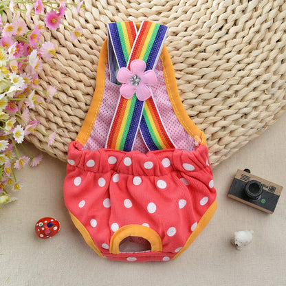 Pet Denim Female Panties - Adjustable Strap Dog Cat Shorts Anti-Harassment Safety Underwear for Small Pets