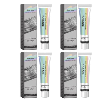 Gray Hair Dye Cream - Smoky Silver Gray Permanent Hair Color Wax for Women & Men